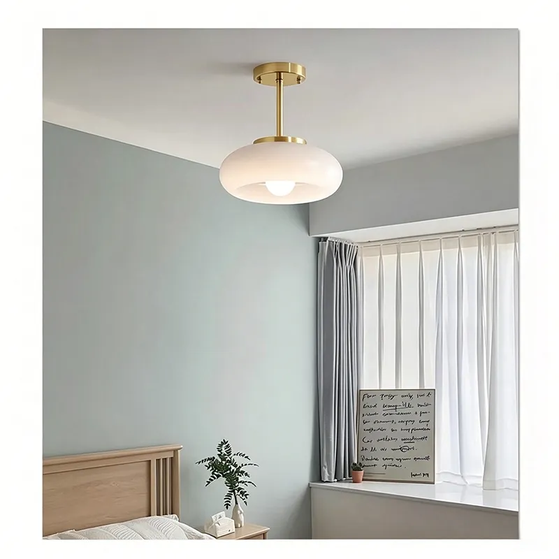 MID-Century Modern Bauhaus Adjustable Opaline Milk Orange Glass Ball Pendant Light for Nordic Home Decor Room Tour D8099
