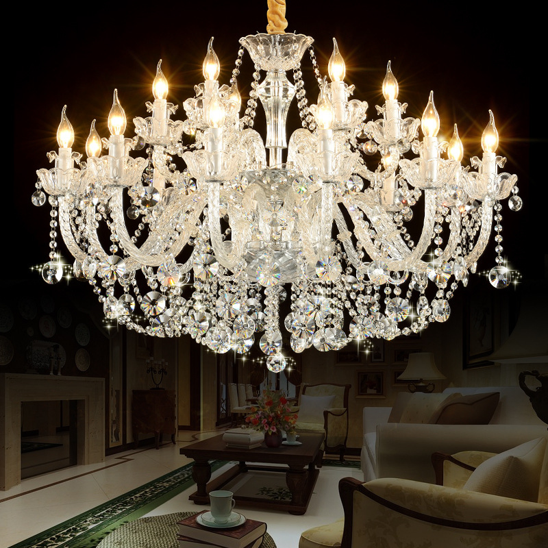 Custom Elegant Chrome Glass Crystal Chandelier Interior Lighting Fixture Hanging Pendant Lights