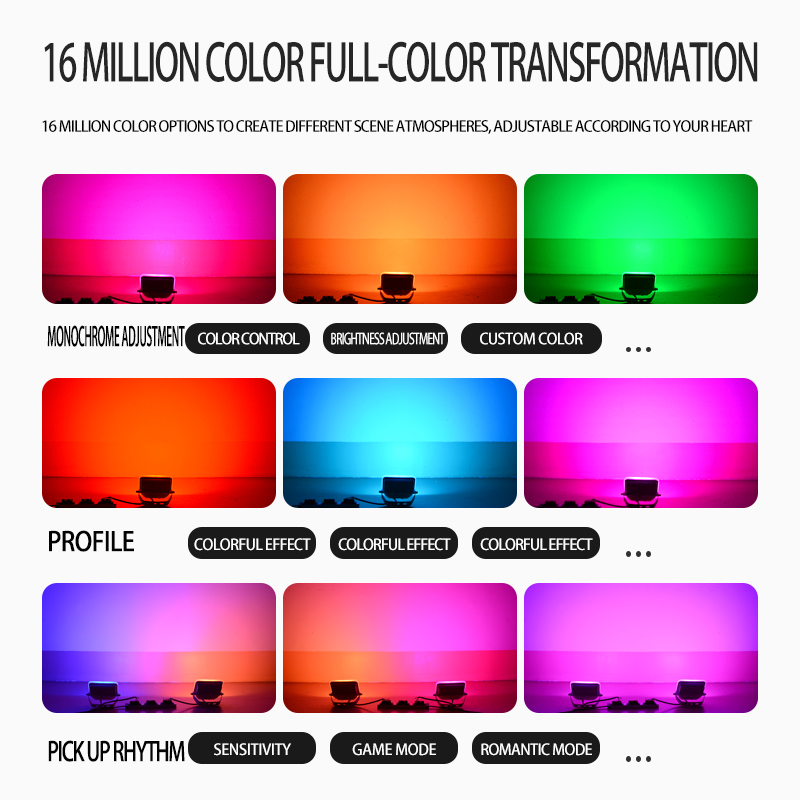 30W 50W Smart RGB LED Flood Light IP66 Waterproof Color Changing Outdoor Landscape Spotlight 16 Million Colors Remote Control