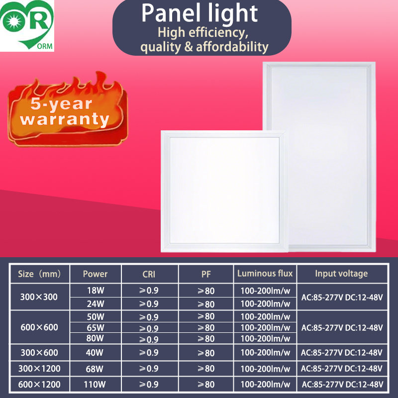 Custom Size Luxury Recessed Mount LED Panel Light 40W 600x1200mm Listed High Lumen IP54 Rated >80 CRI 5-Year Warranty Office No