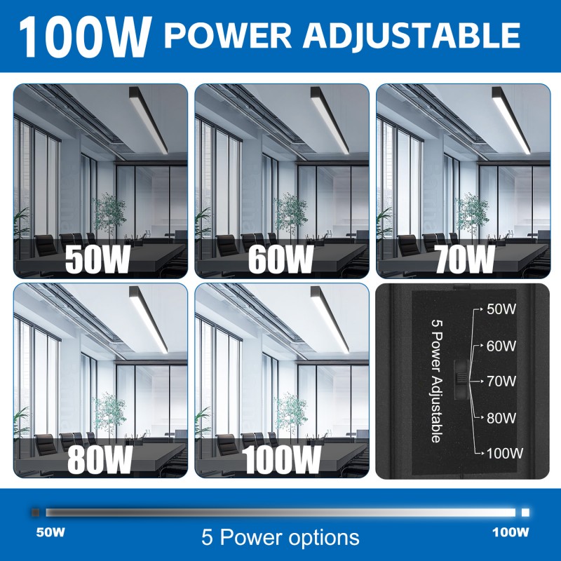 4Ft 8FT LED Linear Pendant Light 3500/4000/5000/5700/6500K Linkable Fixtures With Backlight For Workshop Office Barber Shop