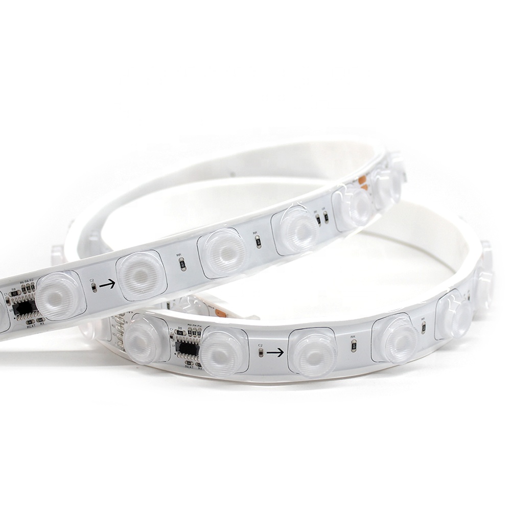 New Arrival Digital LED Flexible Wall Washer DC24V SMD5050 RGB DMX Addressable 36LEDs/m IP67 Lens Series Smart Strip Light