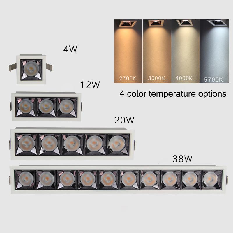 10W 20W 30W Aluminum PC Modern Square LED Linear Light Trimless Indoor Hotel Ceiling Lighting