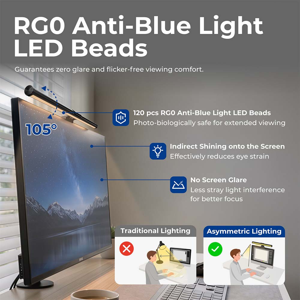 Hanging Monitor Light Bar Desk Screen Lamp With Touch And Wireless Remote Control For Flat Curved LED Screen Lights Eye Protect