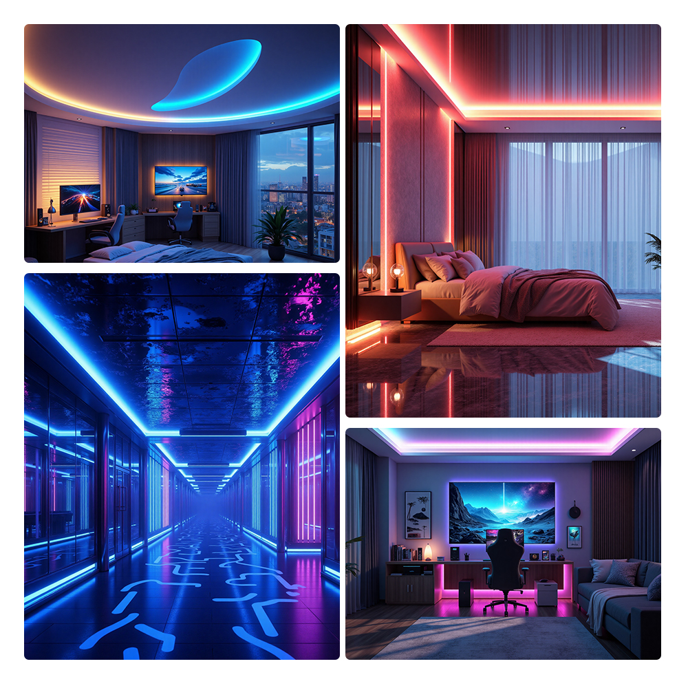 UK Market Hot Selling RGB Color Changing LED Strip - Adjustable Brightness, 320LEDs/M No Light Dot for Home Gaming Room