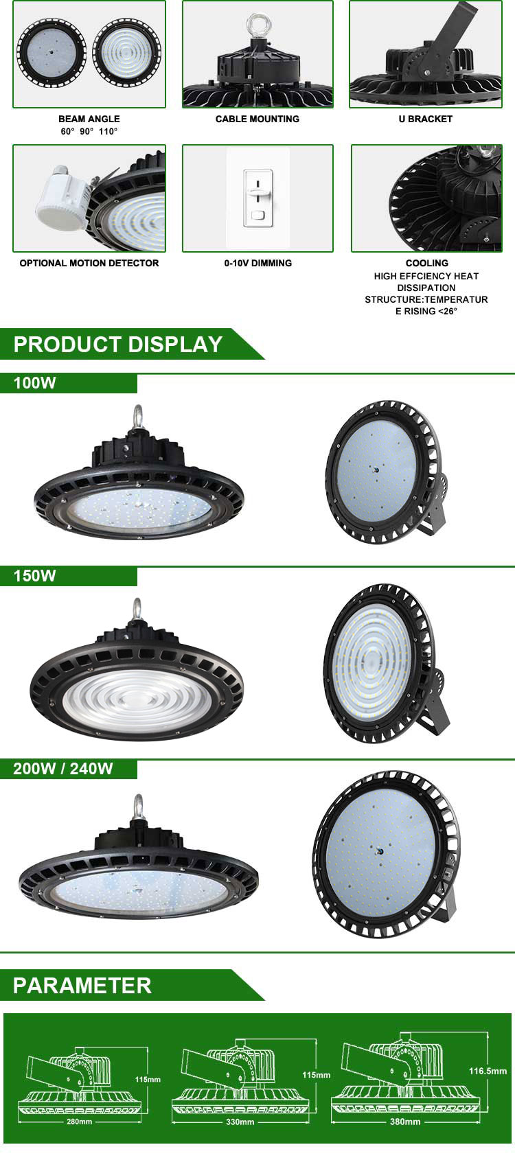 UFO Shape LED High Bay Light Details
