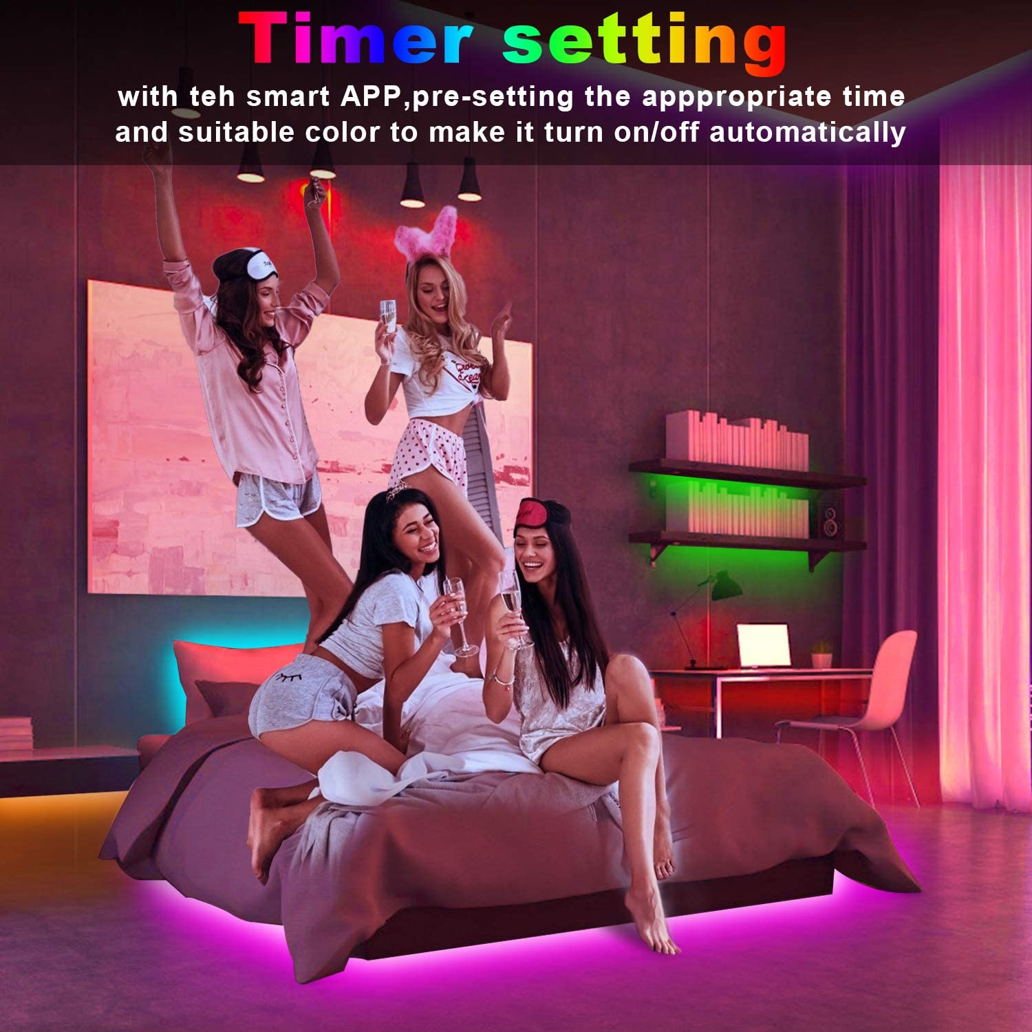5m 10m 15m 12V RGB Strip Lights Music Sync Color Changing App Control Remote Led Lights for Bedroom Party Home Decoration