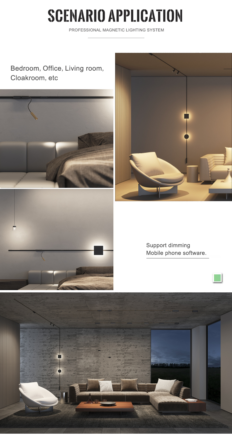 Tuya 2.4G Wifi Dimming 24V 2700-6500K Surface Mounted Linear Track Spotlight Recessed Led Tracklight Magnetic Track Light System