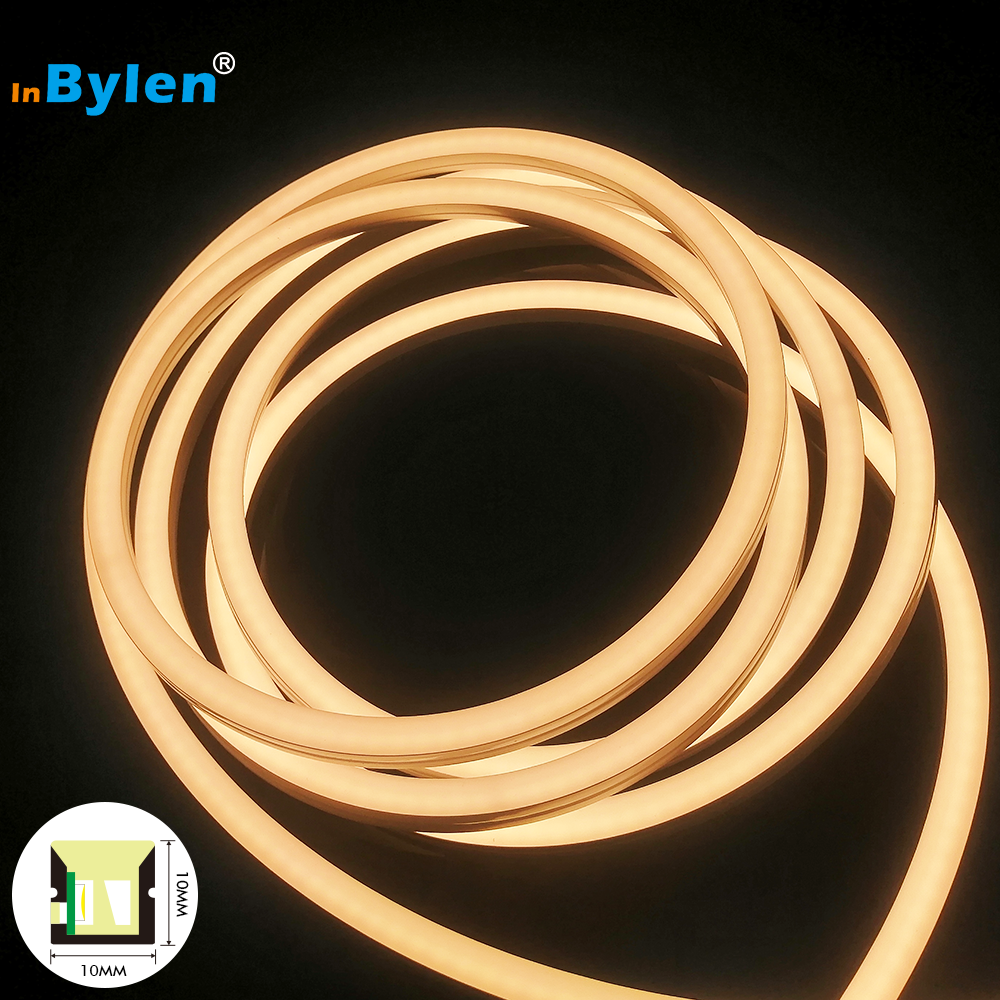 Factory Neon Led Strip 12v 24V IP67 Waterproof 2835 Silicone Neon Injection Molding Side Bend 10x10mm Led Neon Flex LED FLEX