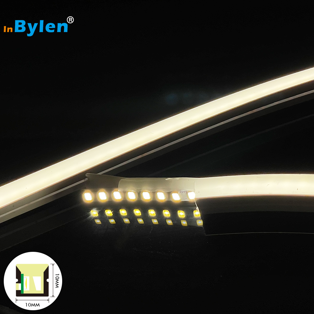 Factory Neon Led Strip 12v 24V IP67 Waterproof 2835 Silicone Neon Injection Molding Side Bend 10x10mm Led Neon Flex LED FLEX
