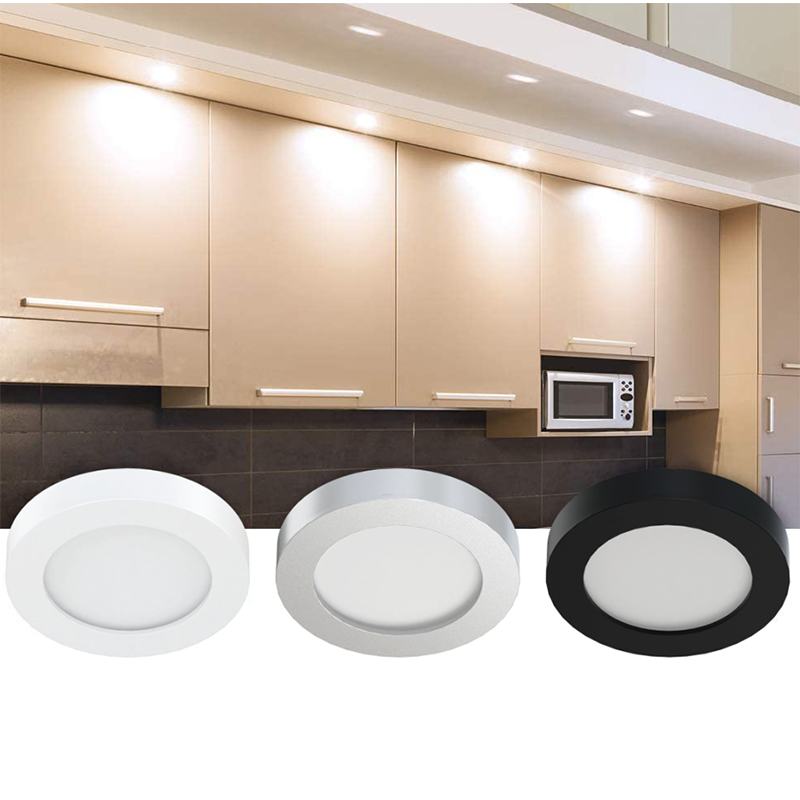 Adjustable Under Cabinet LED Puck Lights - CCT 3000K-6000K &amp; Dimmable, ETL Listed, for Kitchen &amp; Wardrobe