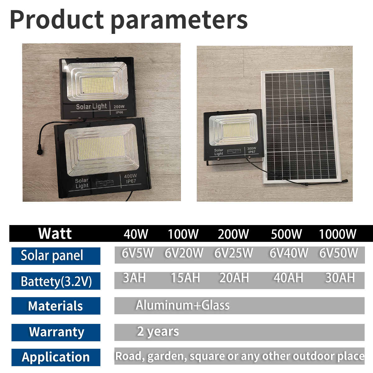 Factory Solar Flood Light Outdoor Waterproof Remote Control 60W 100W 200W 300W SMD Led Solar Garden Lamp High-Power