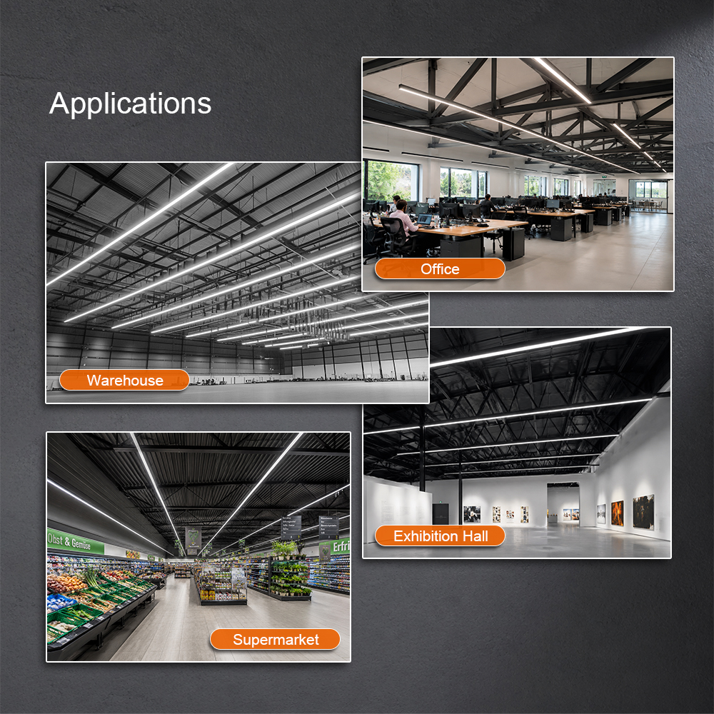 5ft 7ft Energy Efficient Continuous Run LED Linear Trunking System 180lm/W Power CCT Switchable Lighting For Supermarket