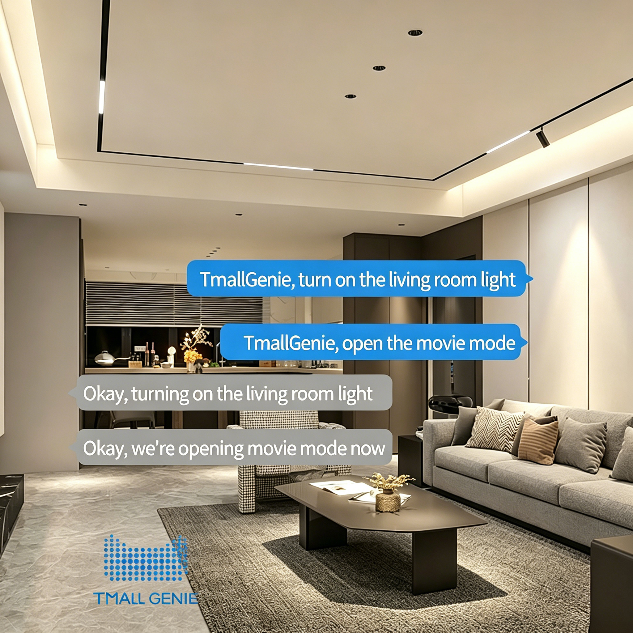 TmallGenie Smart Dimmable Magnetic LED Track Light System with Aluminum Construction Modern Design Wi-Fi Enabled