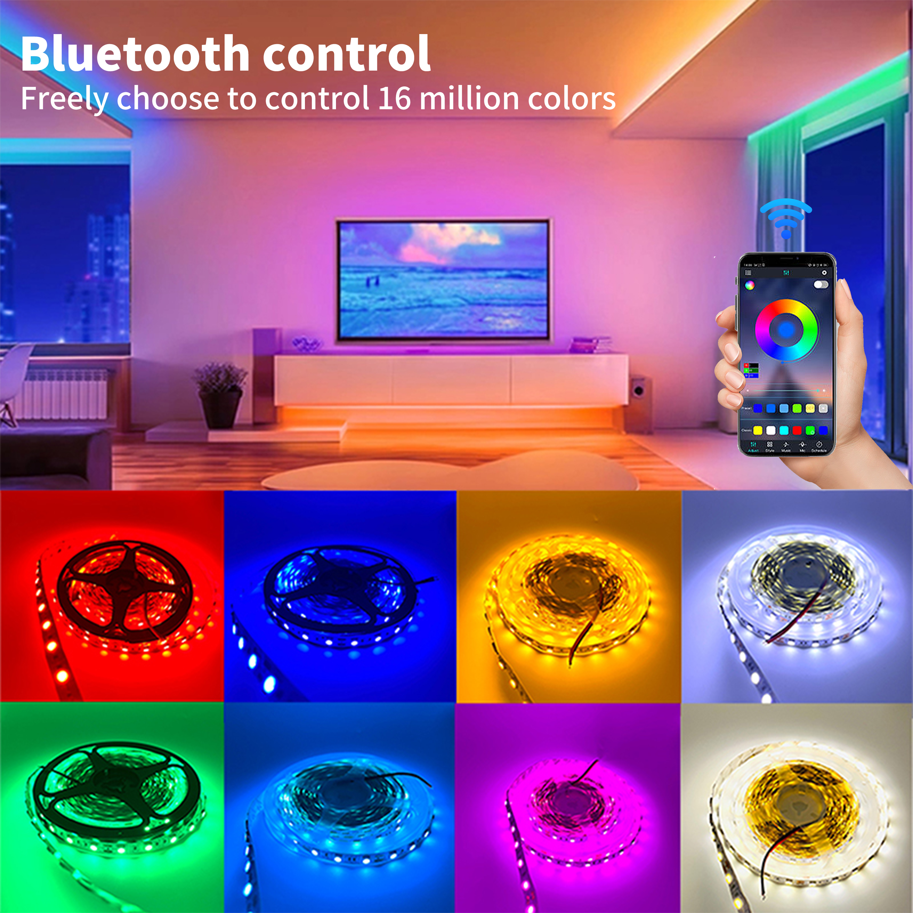 5V 5050 LED Strip Lights RGB 12/30/60LEDs/m Wireless 44key Remote Control Landscape Residence Room Decoration RGB Light