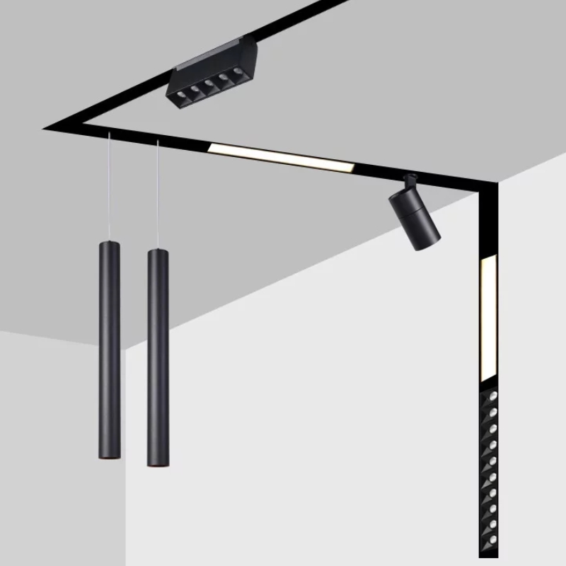Magnet Track Magnetic Light System Linear Rail Trimless 48V Volts Surface Rails Round DALI LED Magnetic Track Light