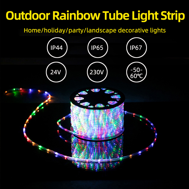 360-Degree Waterproof LED Strip Light 5m Rainbow Tube Rope Christmas Garden Decor Multiple Colors 12V Input Voltage 100m Length