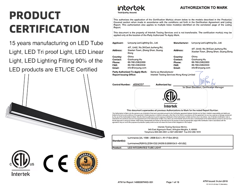 Black Indystrial Suspended Linear Lamp 40W 80w 4ft 8ft 3000k 4000k 6000k Aluminum LED Linear Pendant Down Lights