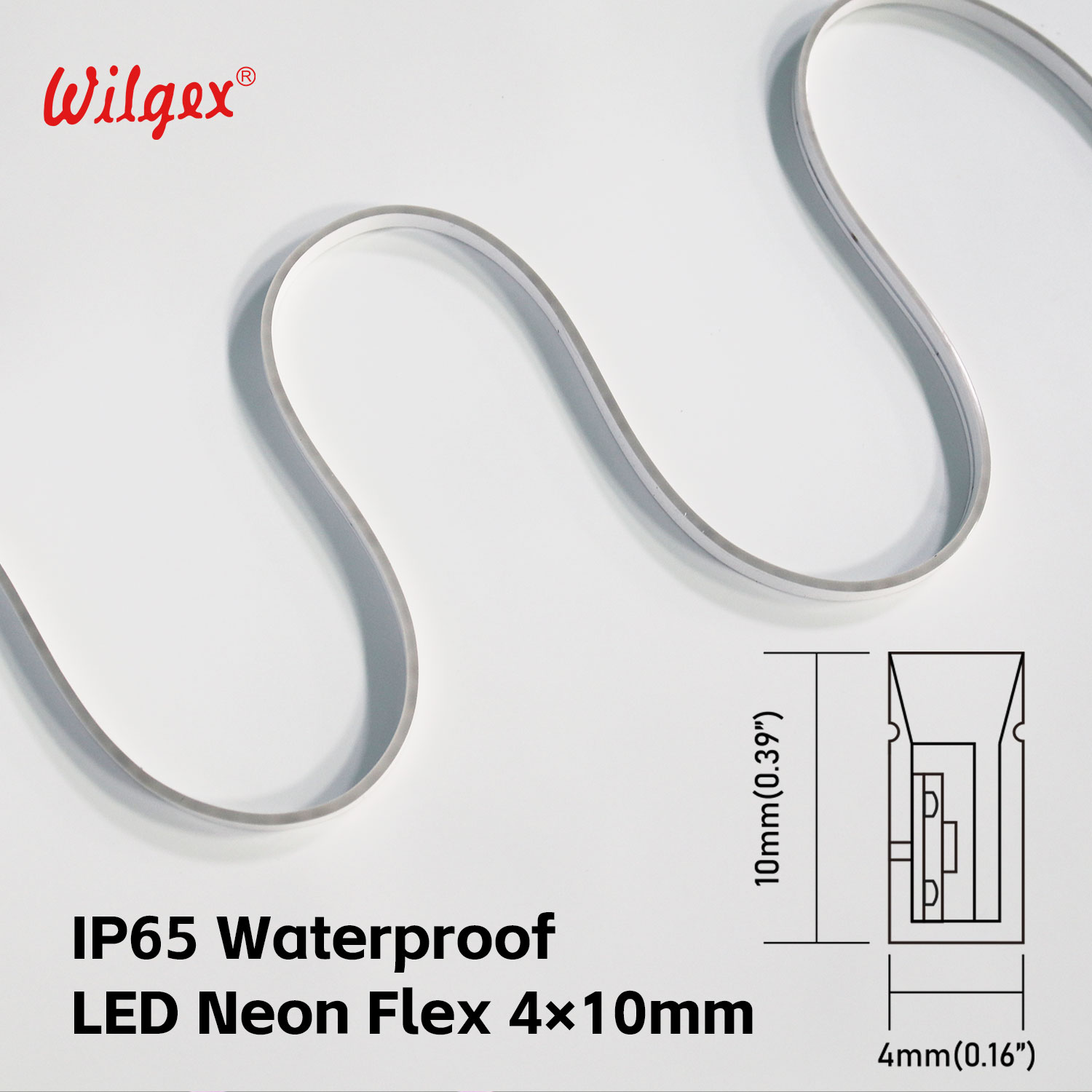 LED Neon Flex Monochrome 12V IP65 5-Year Warranty 99.99% Pure Gold Wire Outer Layer Light Diffuse Surface 4x10mm High CRI