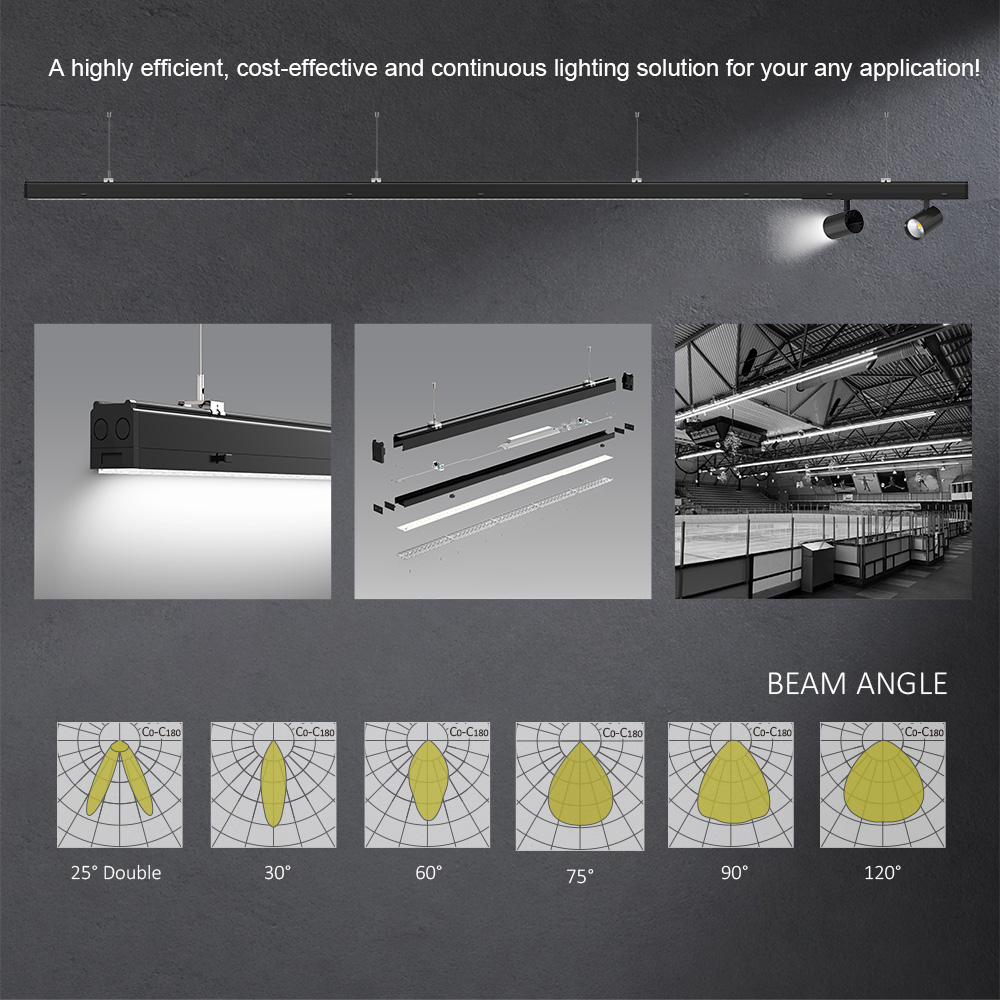 180 LM/W IP40 CCT-Switchable DALI Dimmable LED Workshop Retail Store Linear Lighting OEM Retrofit Solution Flexible Linear