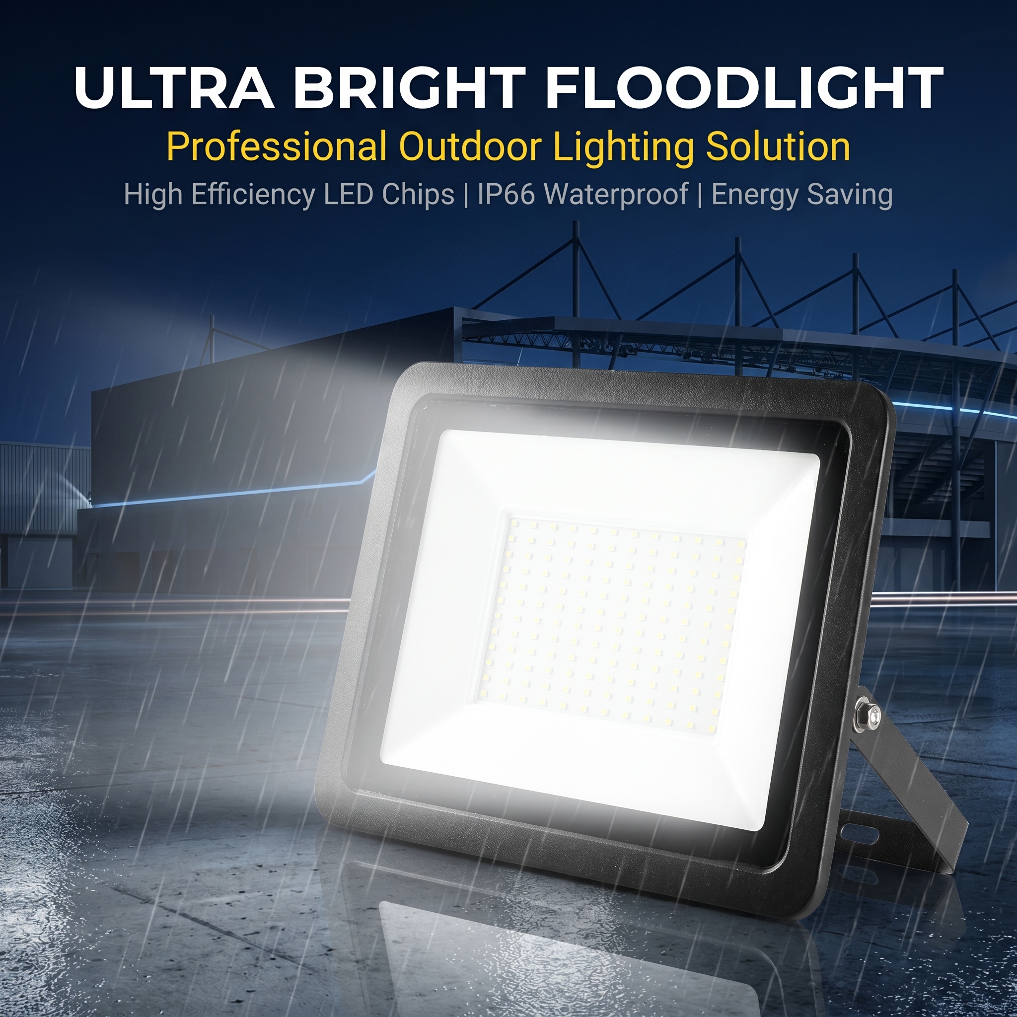 Stock Corrosion Resistant Heavy Duty 150W Industrial Flood Light IP65 Rated RoHS Certified High CRI 90 for Stadiums Warehouse