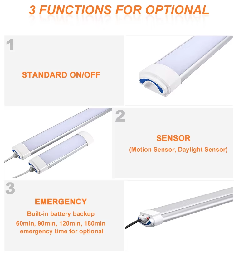 4FT Tri-proof IP65 LED Light Industrial Vapor Tight Linear Light Fixture for Warehouse &amp; Cold Storage Use