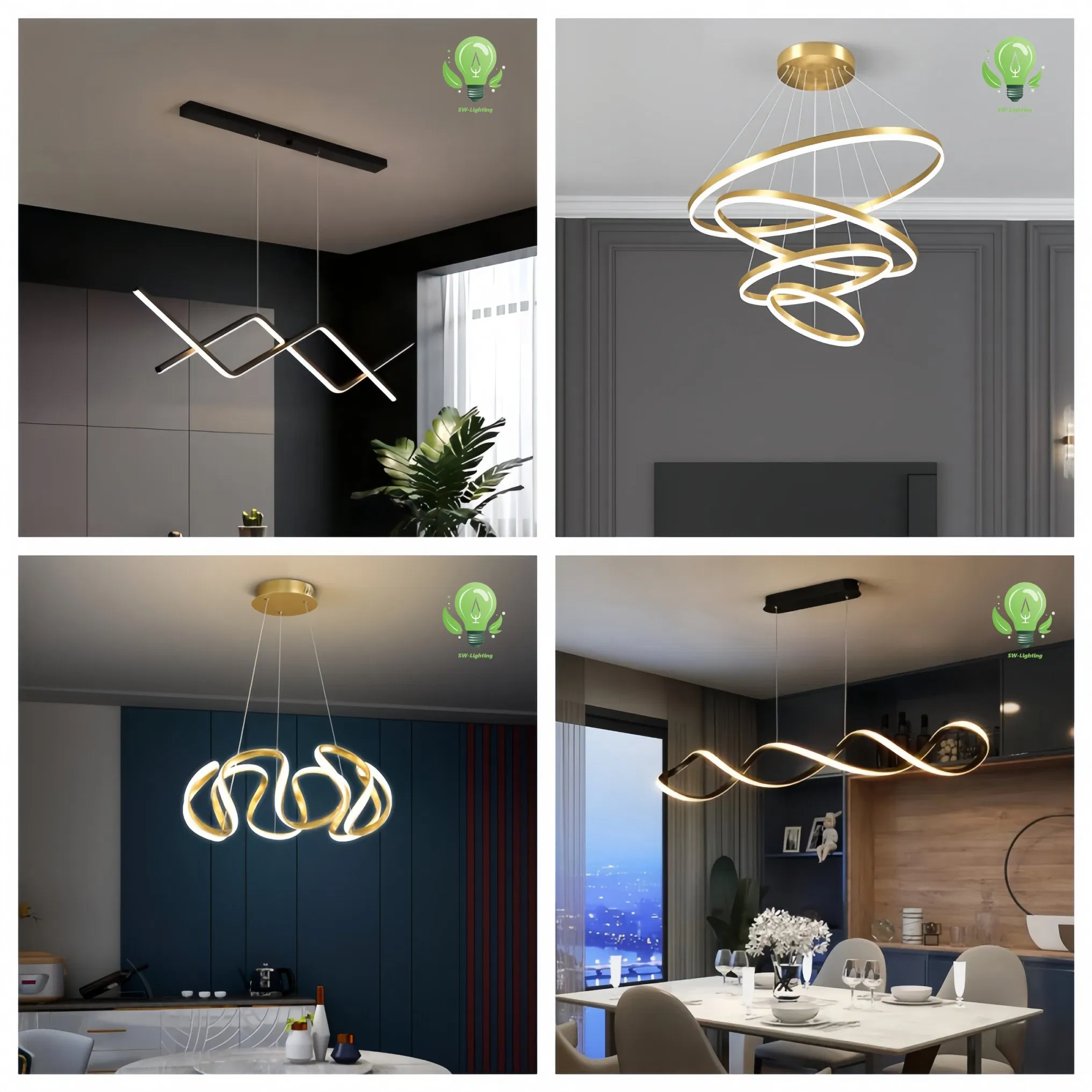 Smart WiFi APP Control Modern Ceiling Lamp Remote Control Decorative Loft Ceiling Light CCT Dimming Aluminum Acrylic Chandelier Simple LED Pendant Light