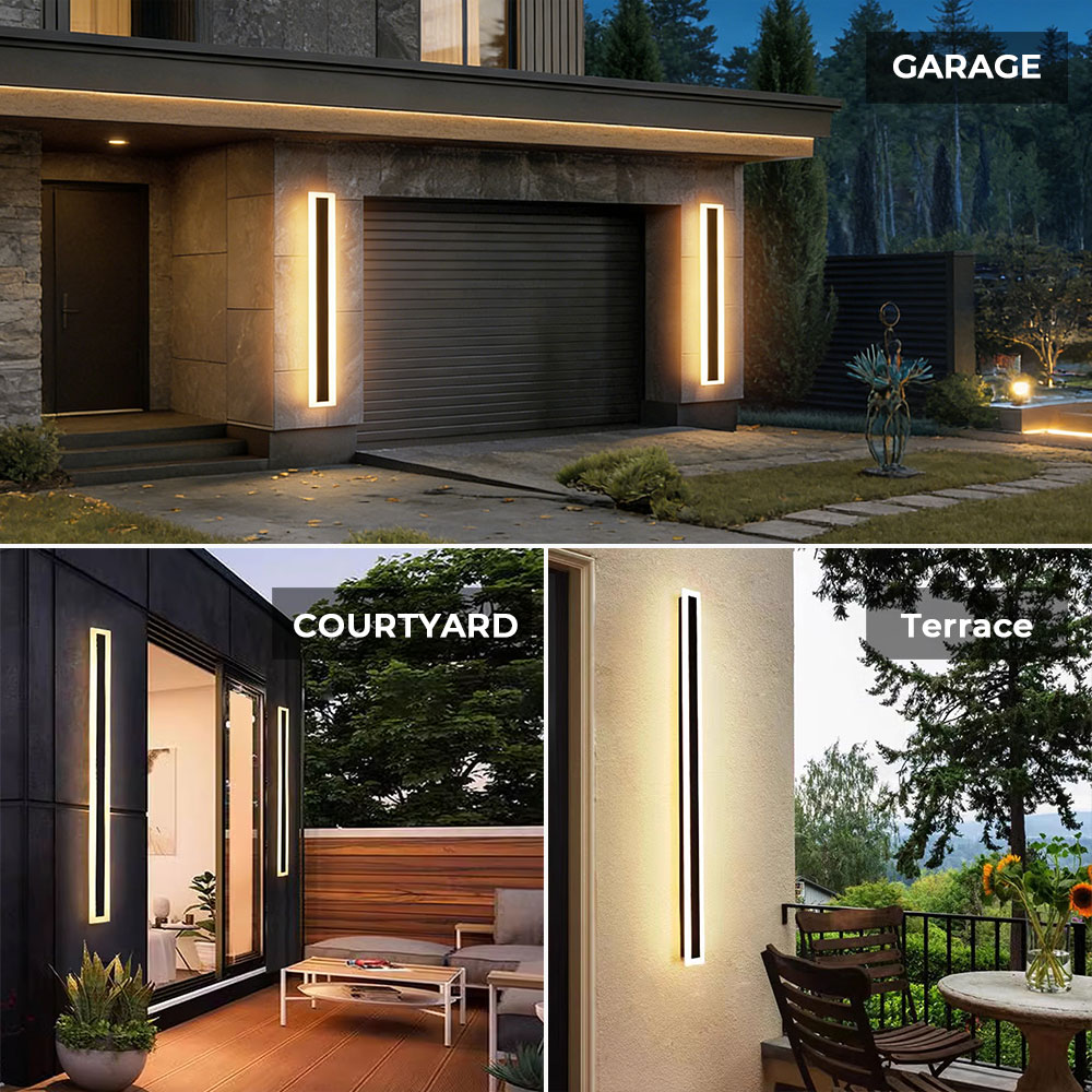Modern Long Strip LED 0utdoor Wall Lamp IP65 Waterproof 3000K Exterior Linear Garden Sconce Wall Light for Yard Villa Decoration