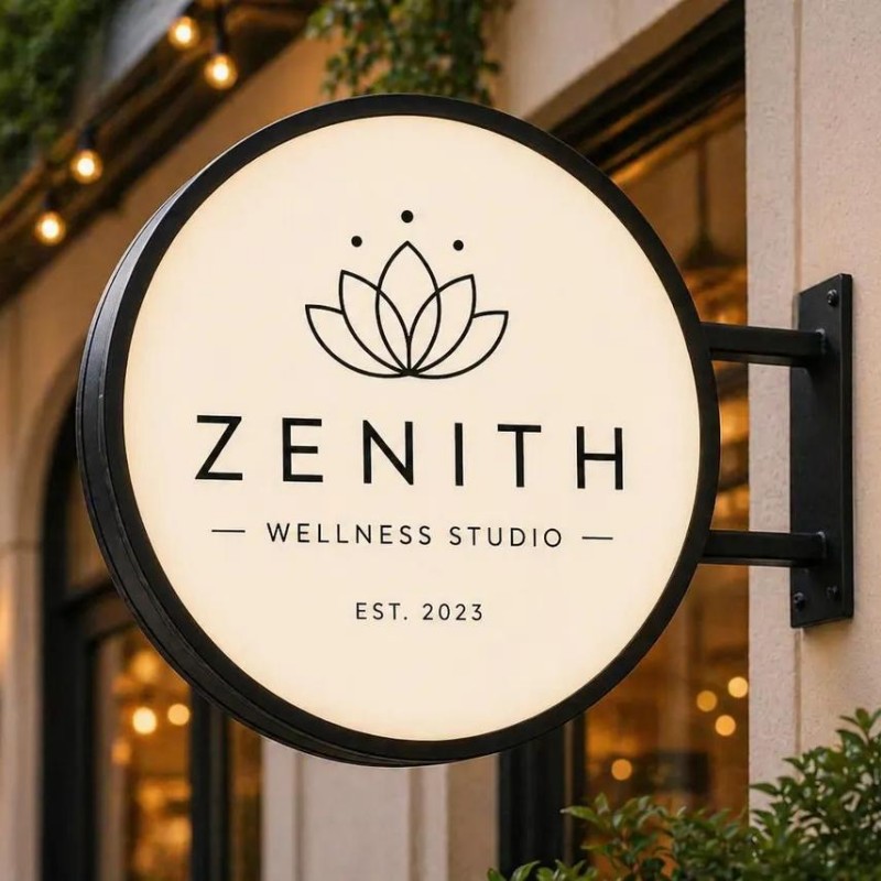 Outdoor Led Light Box Sign Indoor Wall 3d Round Acrylic Letter Sign Led Advertising Light Box