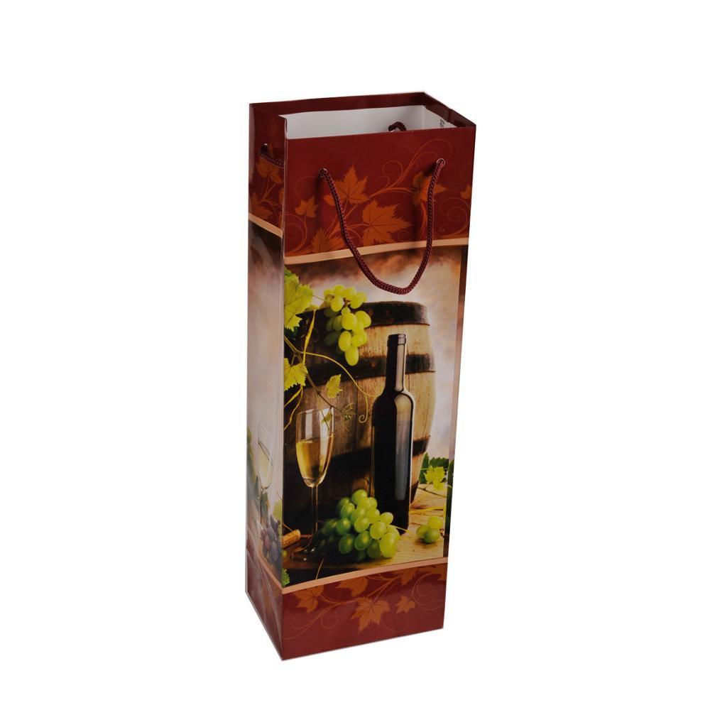 Personalized Paper Bags Wine Packing Carrier Gift Bag Ribbon Handle Bottle Gift Red Wine Packing Bags Factory, Wholesale