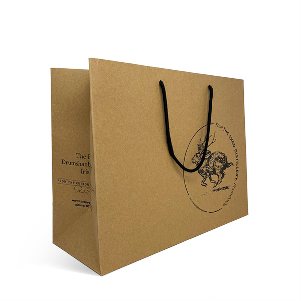 Customized Custom Design Your Own Logo Flat Handle Restaurant Delivery Take out Packaging Carry Brown Kraft Paper Bag Manufacturers, Factory