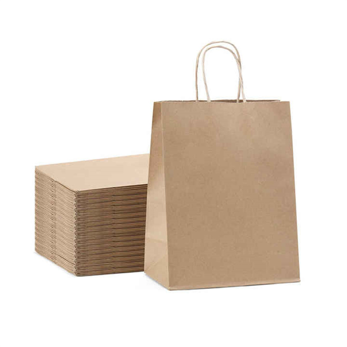 Personalized Logo Printing Recycled Brown White Kraft Paper Shopping Gift Bag with Twist Handle Manufacturer, Wholesale