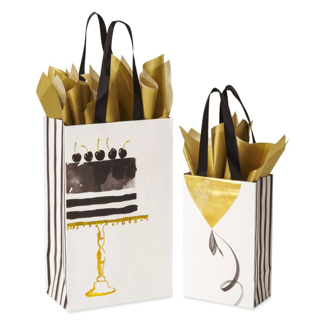 Bespoke Luxury Paper Handle Paperbag with Gold Sides Printing Manufacturers, Wholesale