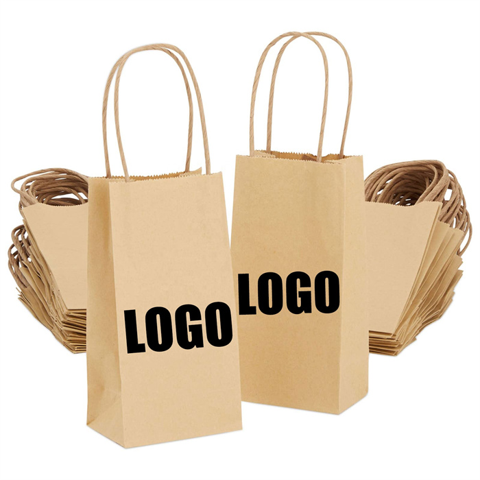 Personalized Logo Printing Recycled Brown White Kraft Paper Shopping Gift Bag with Twist Handle Manufacturer, Wholesale