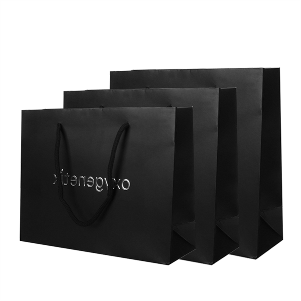 Customized Black laminated paper bags with silver foil logo wholesale Wholesale, Wholesales