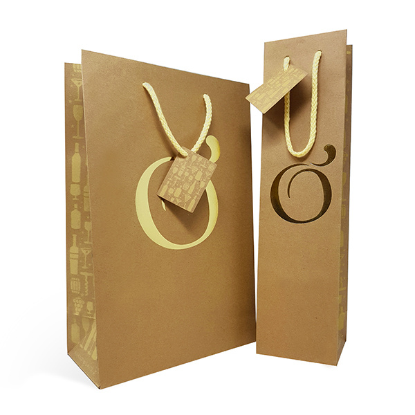 Personalized Custom Logo Printed Wholesale Red Cardboard Gift Shopping Bottle Carry Packaging Paper Wine Bag Wholesale, Wholesales