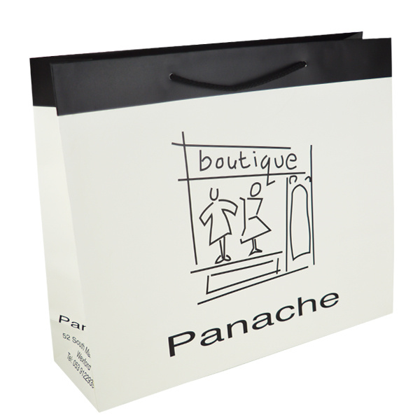 Personalized Printing White Black Gift Craft Kraft Clothing Shopping Bags Paper with Handle Custom Logo