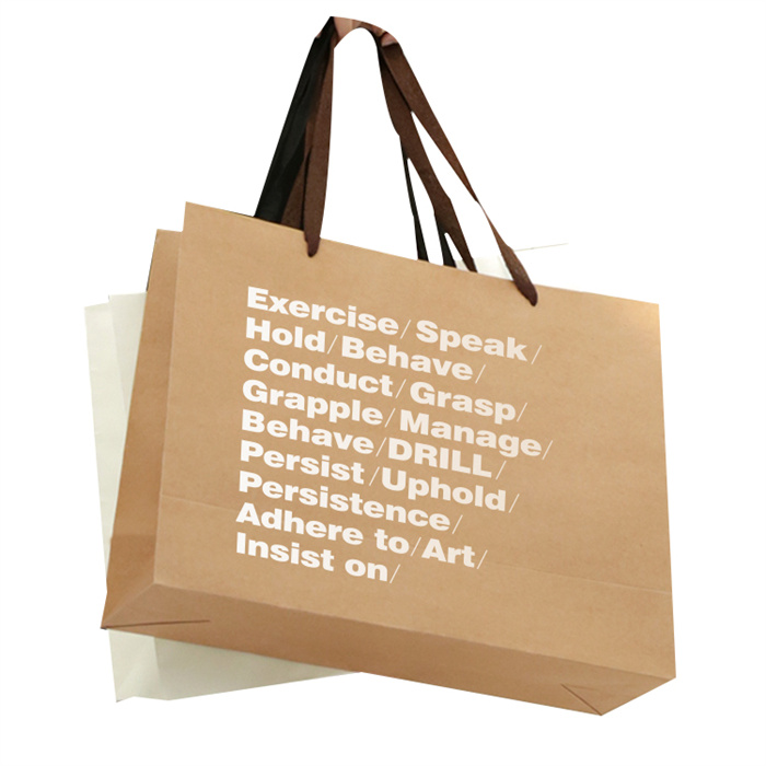 Customized Custom Logo Printed Brown White Gift Kraft Shopping Paper Bag with Handle Factory, Wholesales