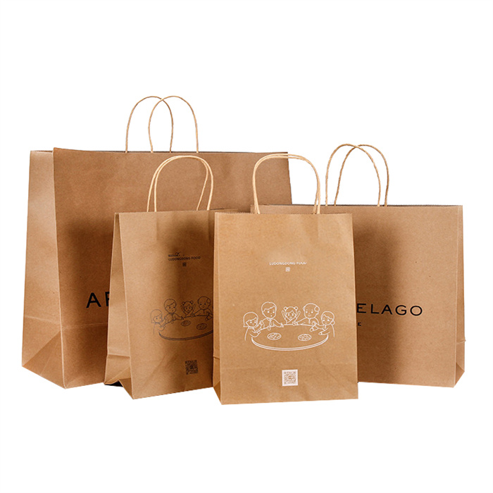 Personalized Logo Printing Recycled Brown White Kraft Paper Shopping Gift Bag with Twist Handle Manufacturer, Wholesale