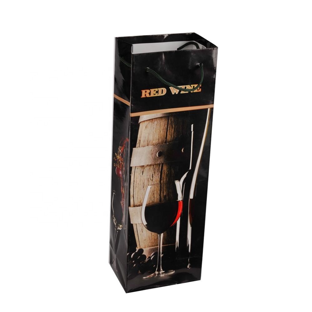 Personalized Paper Bags Wine Packing Carrier Gift Bag Ribbon Handle Bottle Gift Red Wine Packing Bags Factory, Wholesale