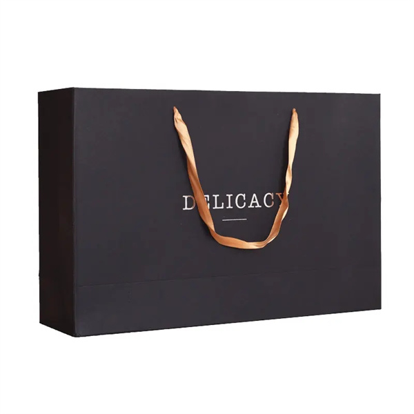 Personalized Luxury Replica Famous Band Black Paper Shopping Women's Bag for Packaging Gift with Handle Manufacturers, Factories