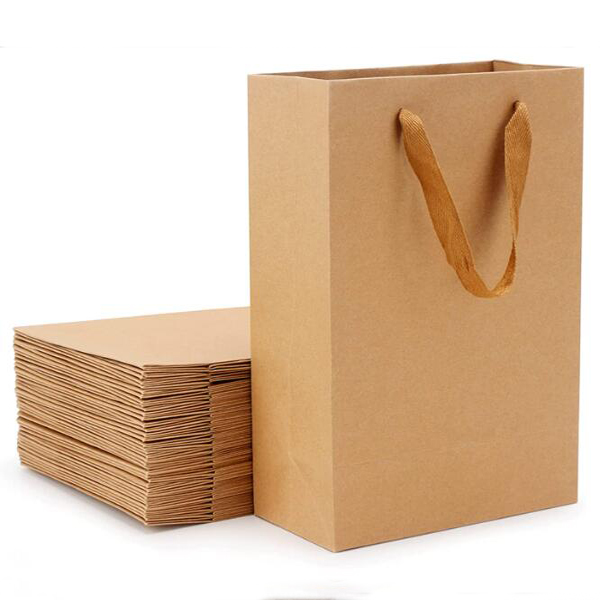 Customized Solid Brown Kraft Packaging Bags For Gift Store Manufacturer, Manufacturers