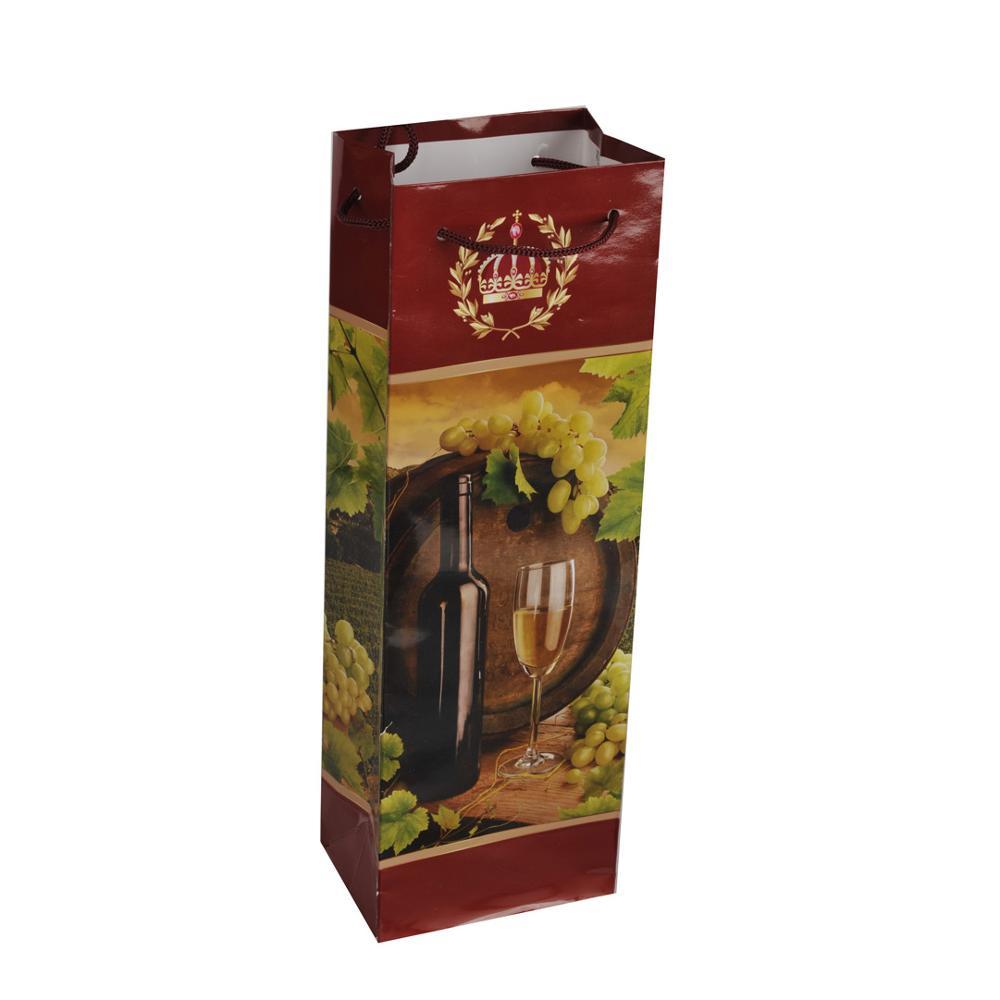 Personalized Paper Bags Wine Packing Carrier Gift Bag Ribbon Handle Bottle Gift Red Wine Packing Bags Factory, Wholesale