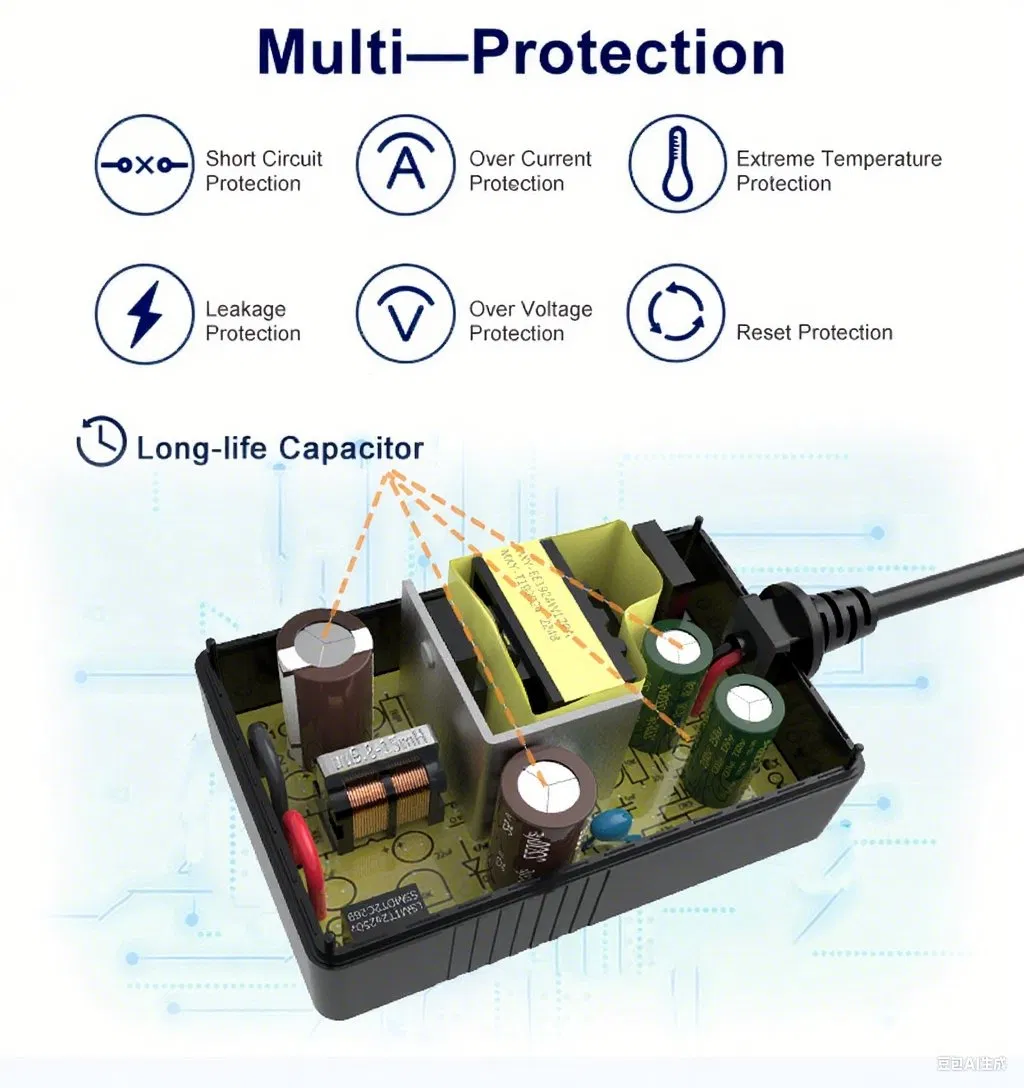 12W 18W 24W 36W Universal Power Adapter 3V 5V 9V 12V 15V 19V 24V 1A 2A 3A 4A 5A AC DC Converter CE UL FCC RoHS for Printer Scanner CCTV