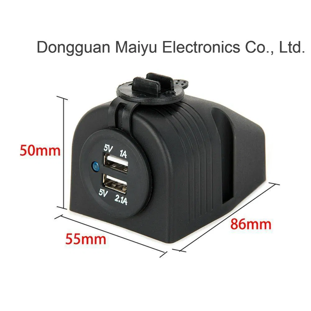 12V Dual USB Panel Dashboard Mount Charger Outlet Socket Adapter