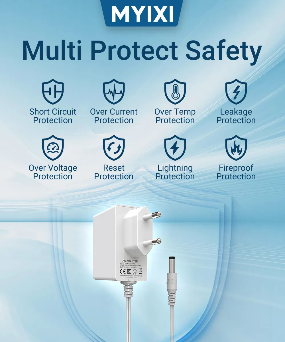 New GaN 12V 1A 12W Power Adapter Class 2 AC DC Power Adaptor White Color 12W CE RoHS Custom OEM Universal Power Supply for United States Telecome Medical