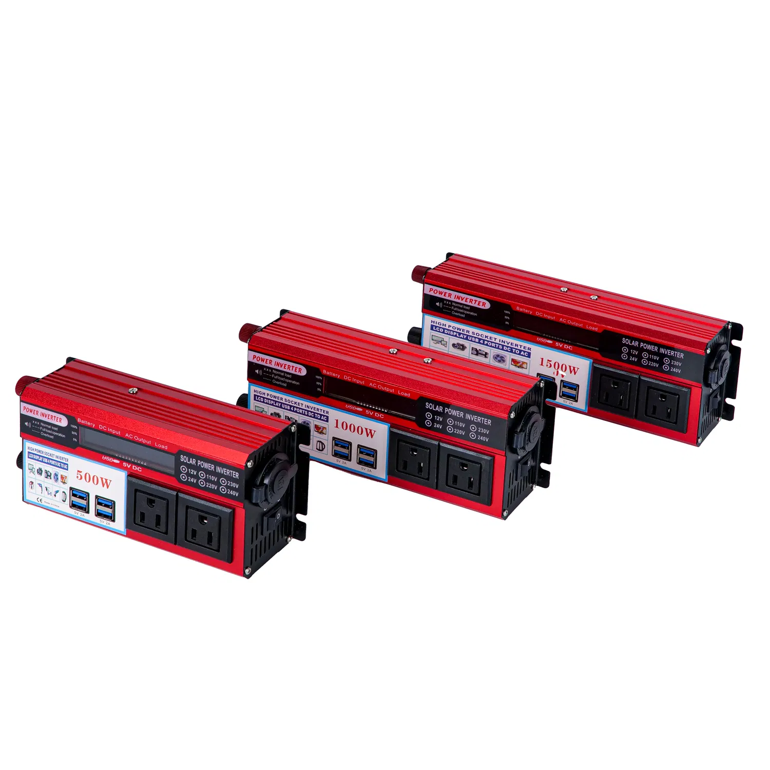 Car power inverter modified sine wave converter dc 12v to ac 120v 1500 watt power supply inverter with LCD display and 4 USB ports