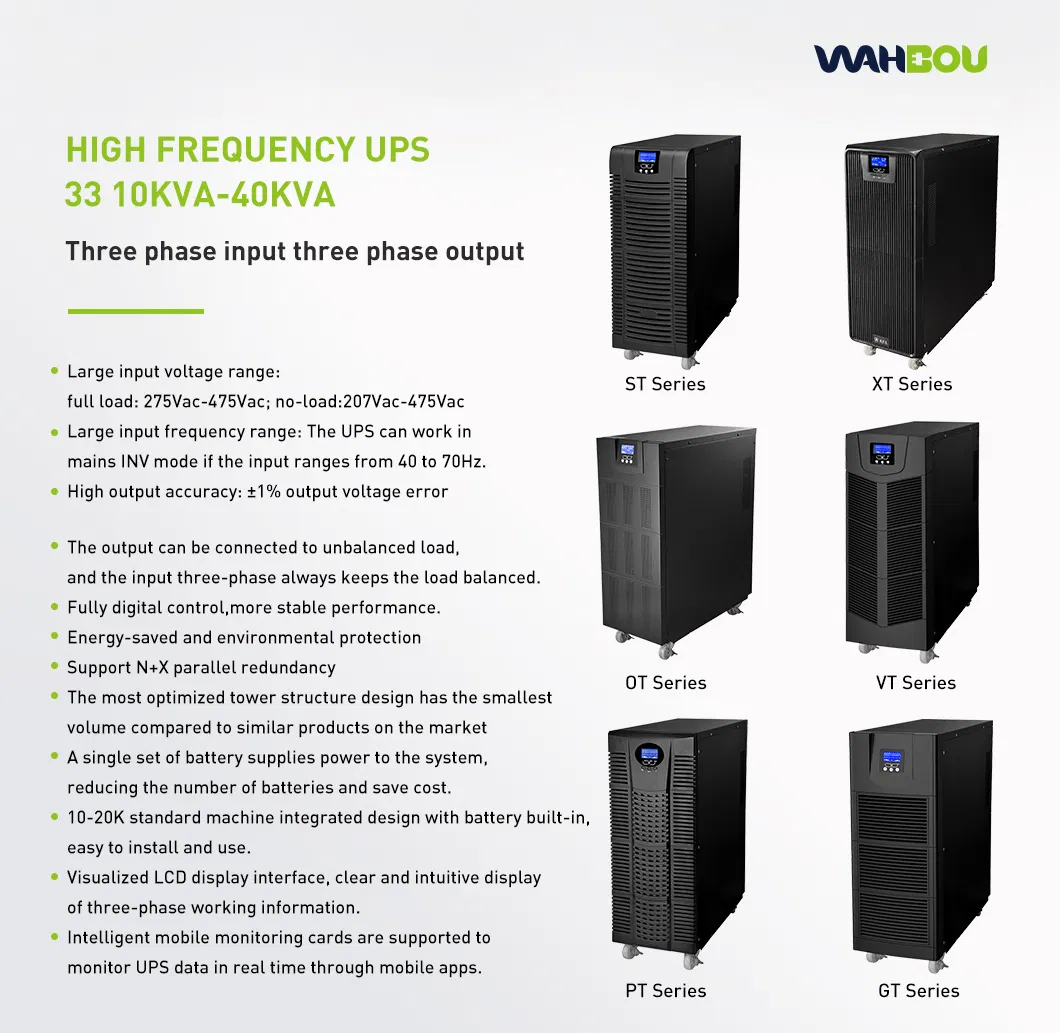 Online UPS 10kVA 20kVA 30kVA 40kVA Three Phase Backup Power System UPS Uninterruptible Power Supply