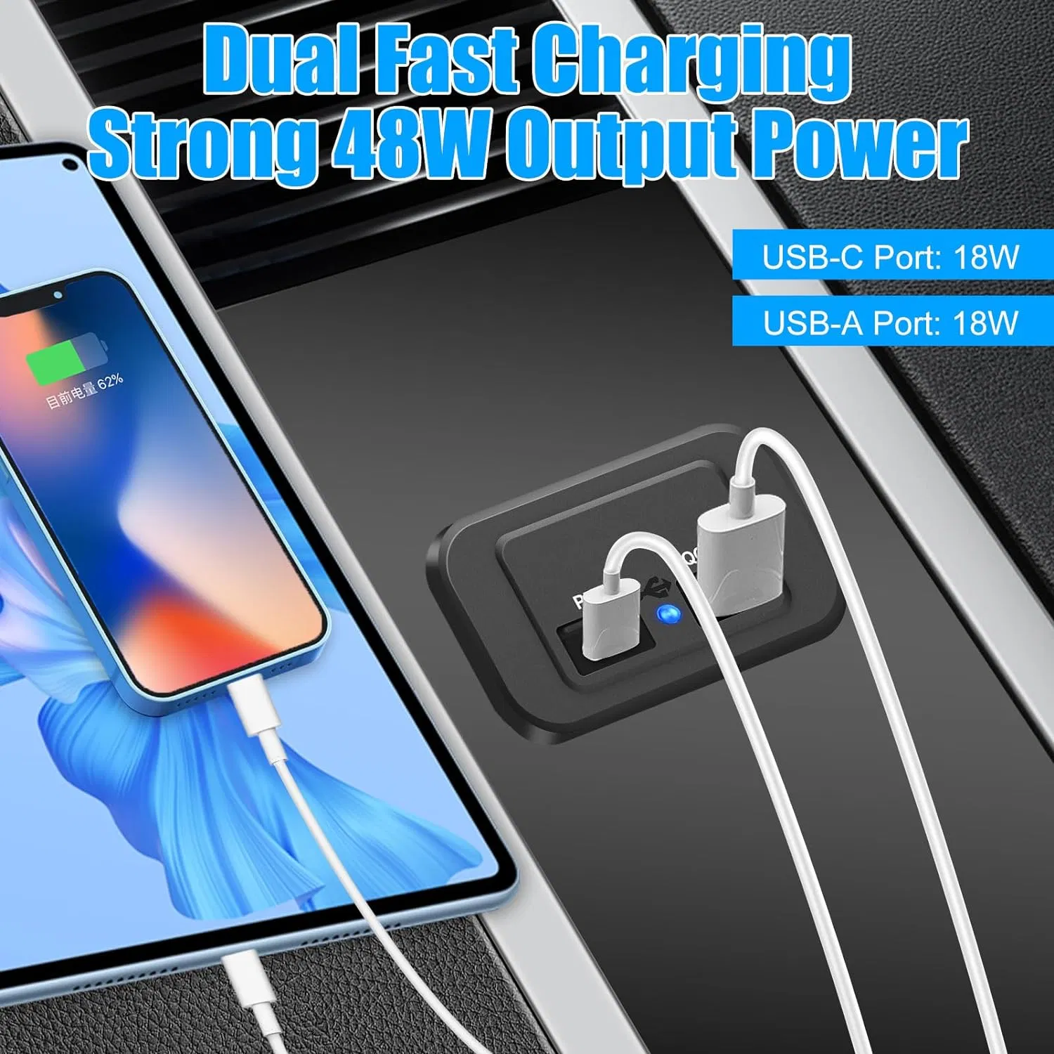 12V USB Outlet Dual Quick Charge 3.0 12V Socket USB Charger and Pd Type-C Power Socket Adapter for RV Marine Motorcycle