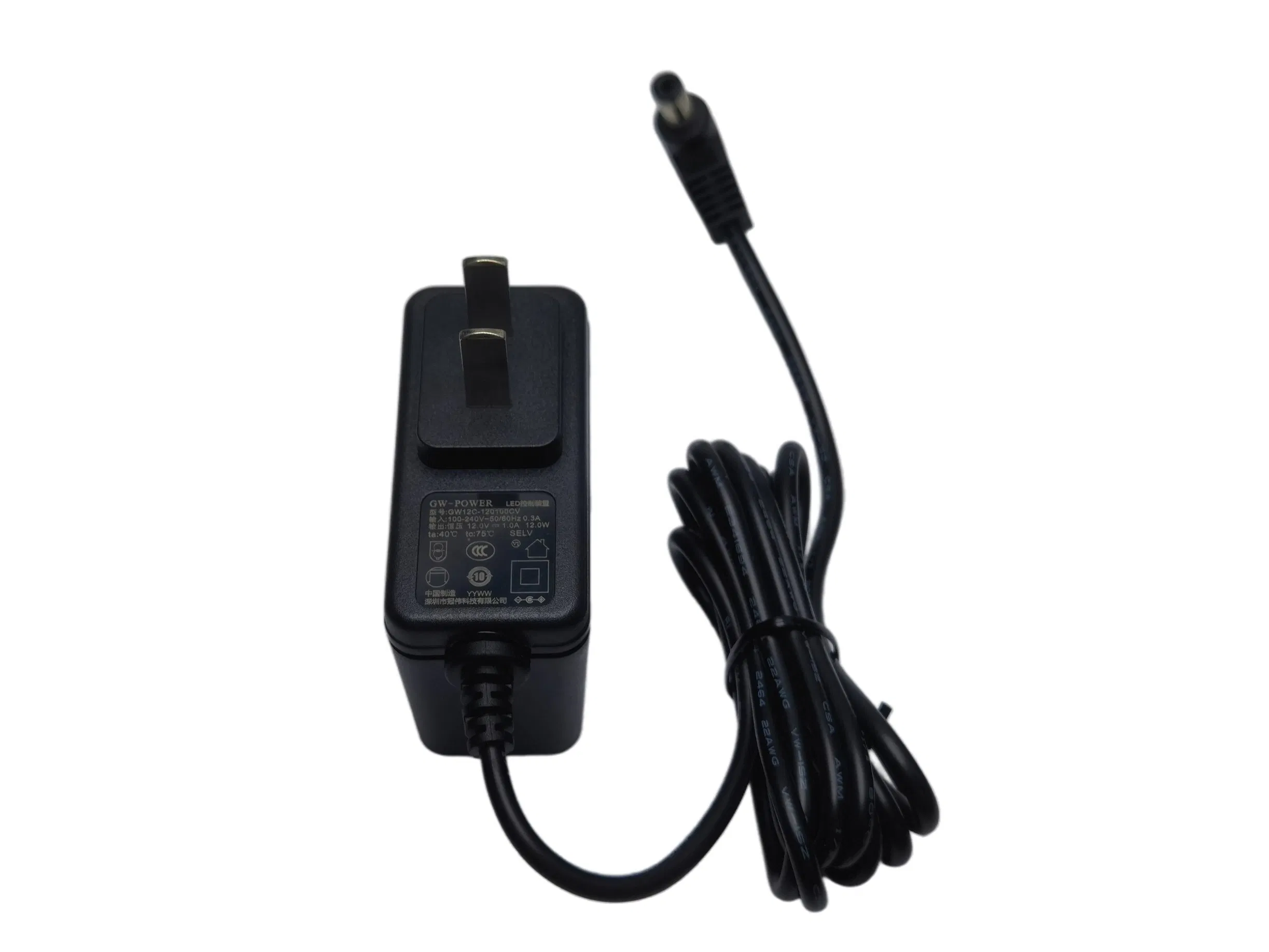 12W 5V2.4A 5V2a 12V1a 24V0.5A Vertical Wall Mounted Power Adapter for Home CCTV Humidifier with IEC62368 CB PSE UL CCC